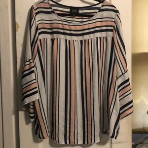 W5 pink and navy striped blouse 2X